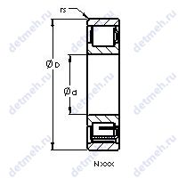 Чертеж подшипника N2314 M