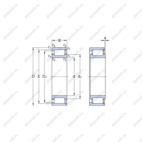 Подшипник NCF 2228 ECJB чертеж