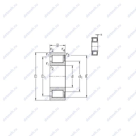 Подшипник NCF3019-V чертеж