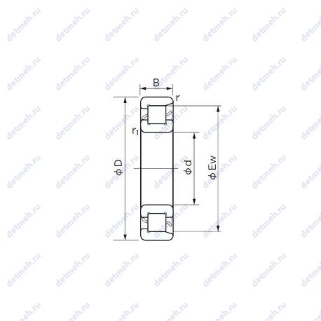 Подшипник NF 1020 чертеж