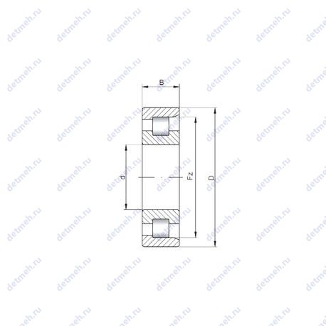 Подшипник NF203 E чертеж