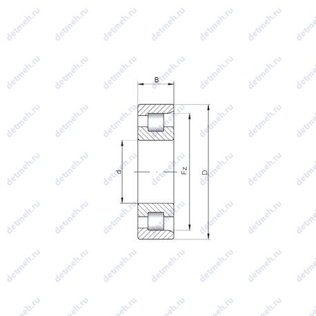 Подшипник NF219 E чертеж