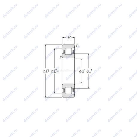 Подшипник NF2307 чертеж