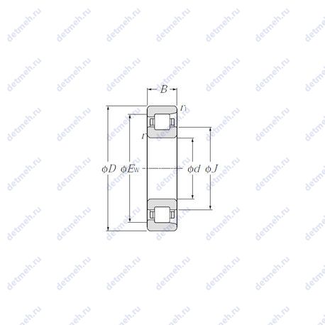 Подшипник NF2309 чертеж