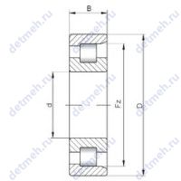 Чертеж подшипника NF344 E