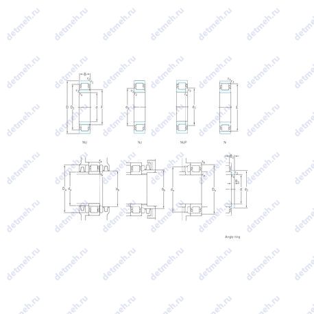 Подшипник NJ 1011 ECP чертеж