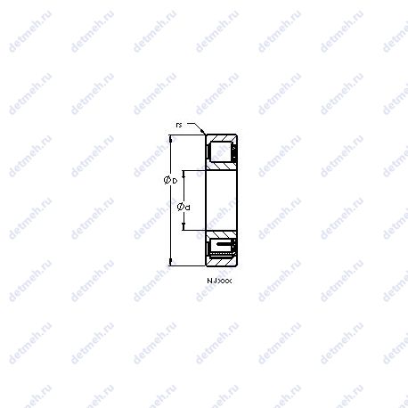 Подшипник NJ203 EM6 чертеж