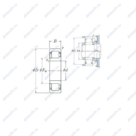 Подшипник NJ 206 EW чертеж