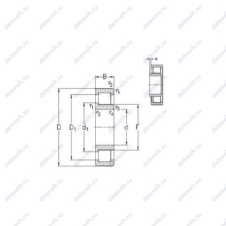 Подшипник NJ210-E-M6 чертеж