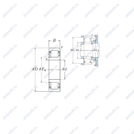 Подшипник NJ 212 EW чертеж