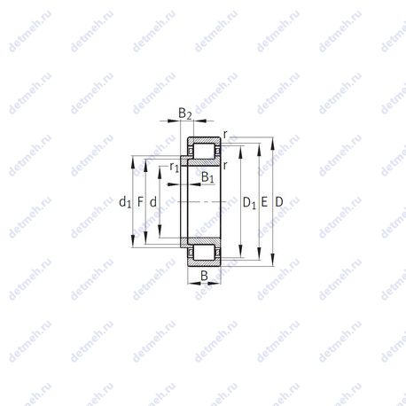 Подшипник NJ2205+HJ2205 чертеж