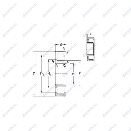 Подшипник NJ2232-E-M6 чертеж