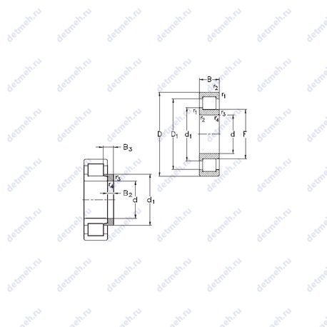 Подшипник NJ2238-E-MPA+HJ2238-E чертеж