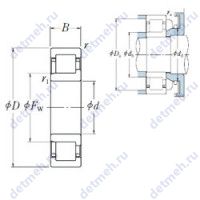 Чертеж подшипника NJ2308 ET