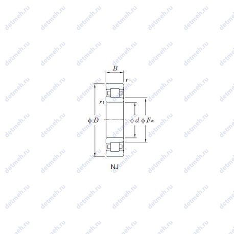 Подшипник NJ232R чертеж