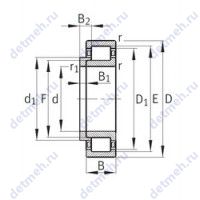 Чертеж подшипника NJ252-E-M1+HJ252-E