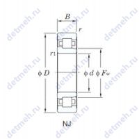 Чертеж подшипника NJ306R