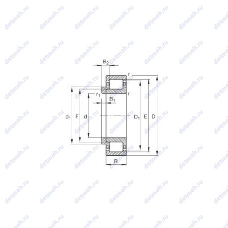 Подшипник NJ311-E-TVP2 + HJ311-E чертеж