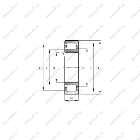 Подшипник NJ334-E-TB-M1 чертеж