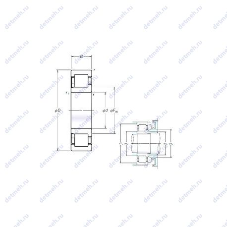 Подшипник NJ340EM чертеж