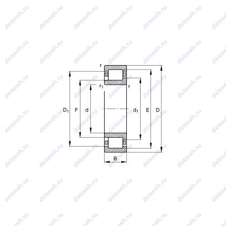 Подшипник NJ356-E-TB-M1 чертеж