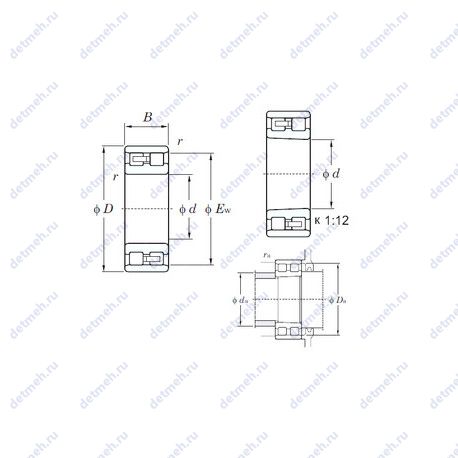 Подшипник NN3024K чертеж