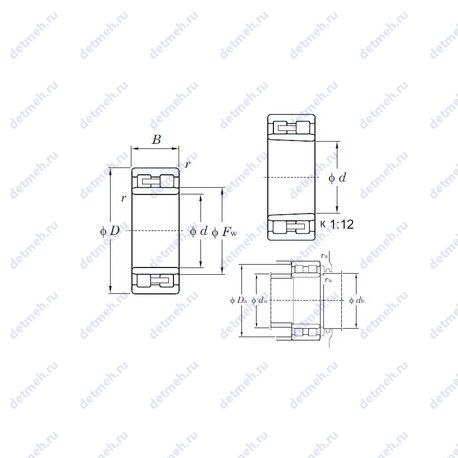 Подшипник NNU4928K чертеж