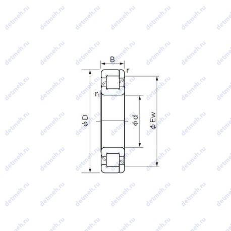 Подшипник NP 1005 чертеж