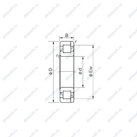 Подшипник NP 1021 чертеж