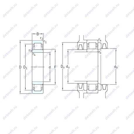 Подшипник NU1019ML/HC5C3 чертеж