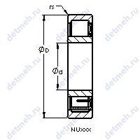 Чертеж подшипника NU204E