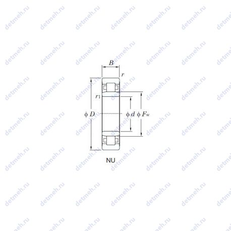 Подшипник NU204R чертеж