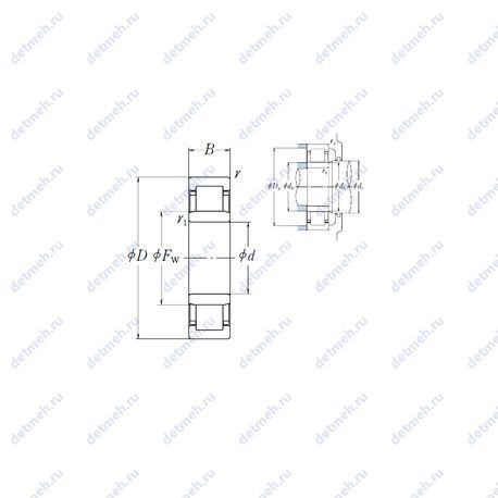 Подшипник NU 205 EW чертеж