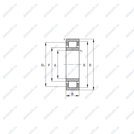 Подшипник NU2228-E-M1 чертеж