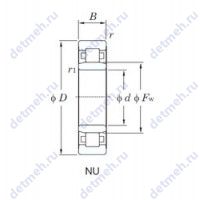 Чертеж подшипника NU322R
