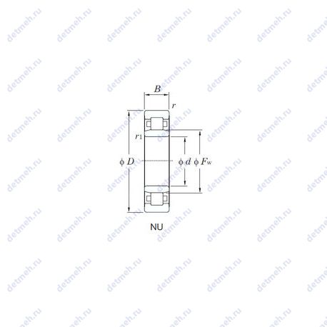 Подшипник NU324R чертеж