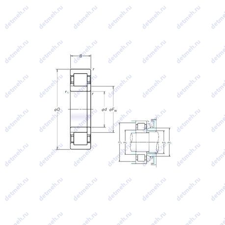 Подшипник NUP205EM чертеж