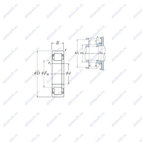 Подшипник NUP 205 EW чертеж