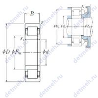 Чертеж подшипника NUP2308 ET