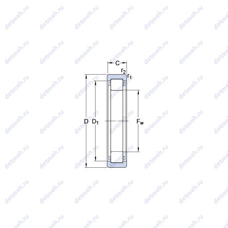 Подшипник RNU 1011 ECP чертеж