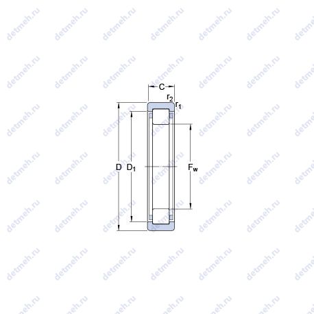 Подшипник RNU 2212 ECP чертеж