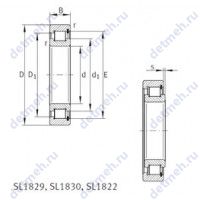 Чертеж подшипника SL181896-E