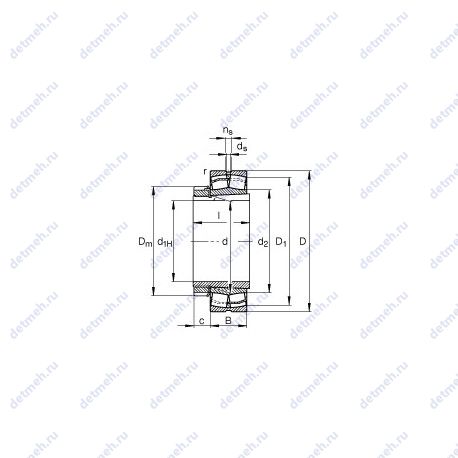 Подшипник 21307-E1-K-TVPB + H307 чертеж