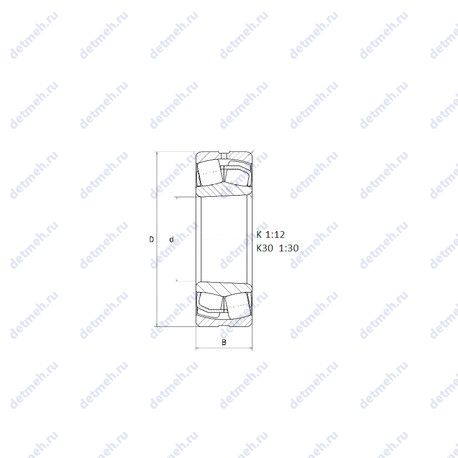 Подшипник 22205EAKW33 чертеж