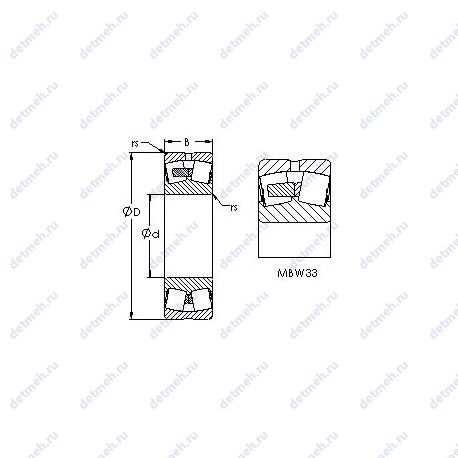 Подшипник 22216MBS4W33 чертеж