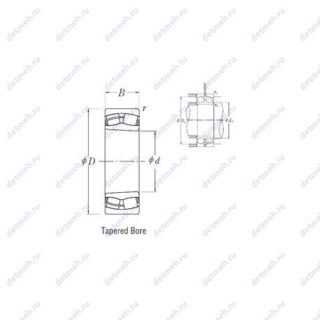 Подшипник 22230CDKE4 чертеж