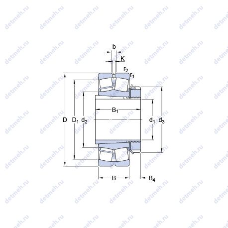 Подшипник 22318 EK + H 2318 чертеж
