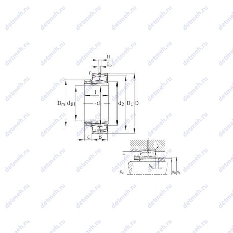 Подшипник 22332-K-MB+H2332 чертеж