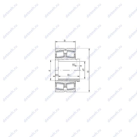 Подшипник 23052 KCW33+AH3052 чертеж