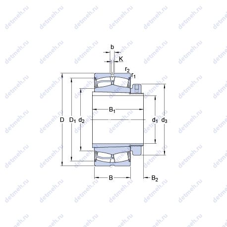 Подшипник 23122-2CS5K/VT143 + H 3122 E чертеж